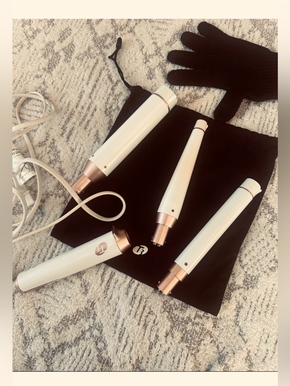 T3 EUC 3-Piece White and Rose Gold Interchangeable Curling Set